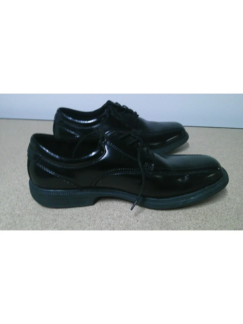 John BUSH Men's Black Genuine Leather Upper Dress Shoes Size